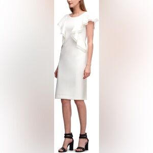 DKNY Women's Ruffled Scuba Crepe Sheath Dress